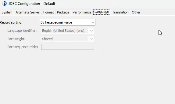 HEX value for the sort parms